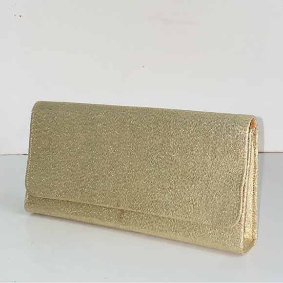 Vintage 1950s Gold Lame Clutch Snap Closure Evening Bag Purse Mid Century Modern - Picture 3 of 15